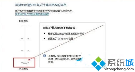 把滑块移至底部“从不通知”